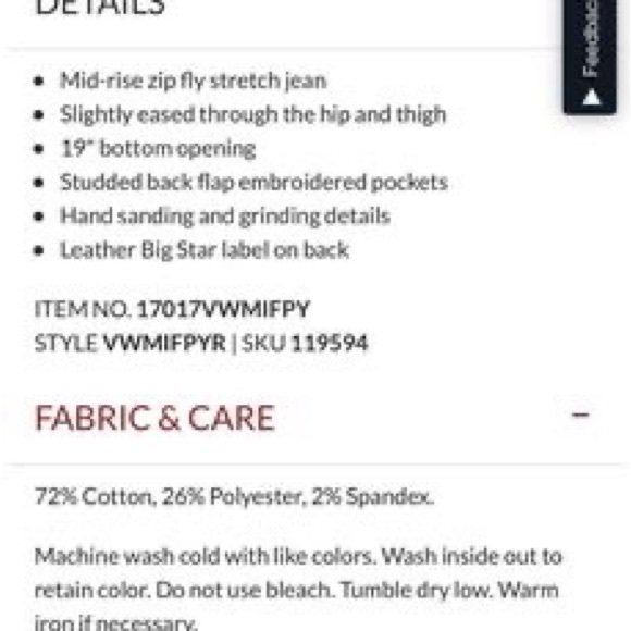 Women’s 28L Big Star “Miki” jeans - Picture 8 of 8